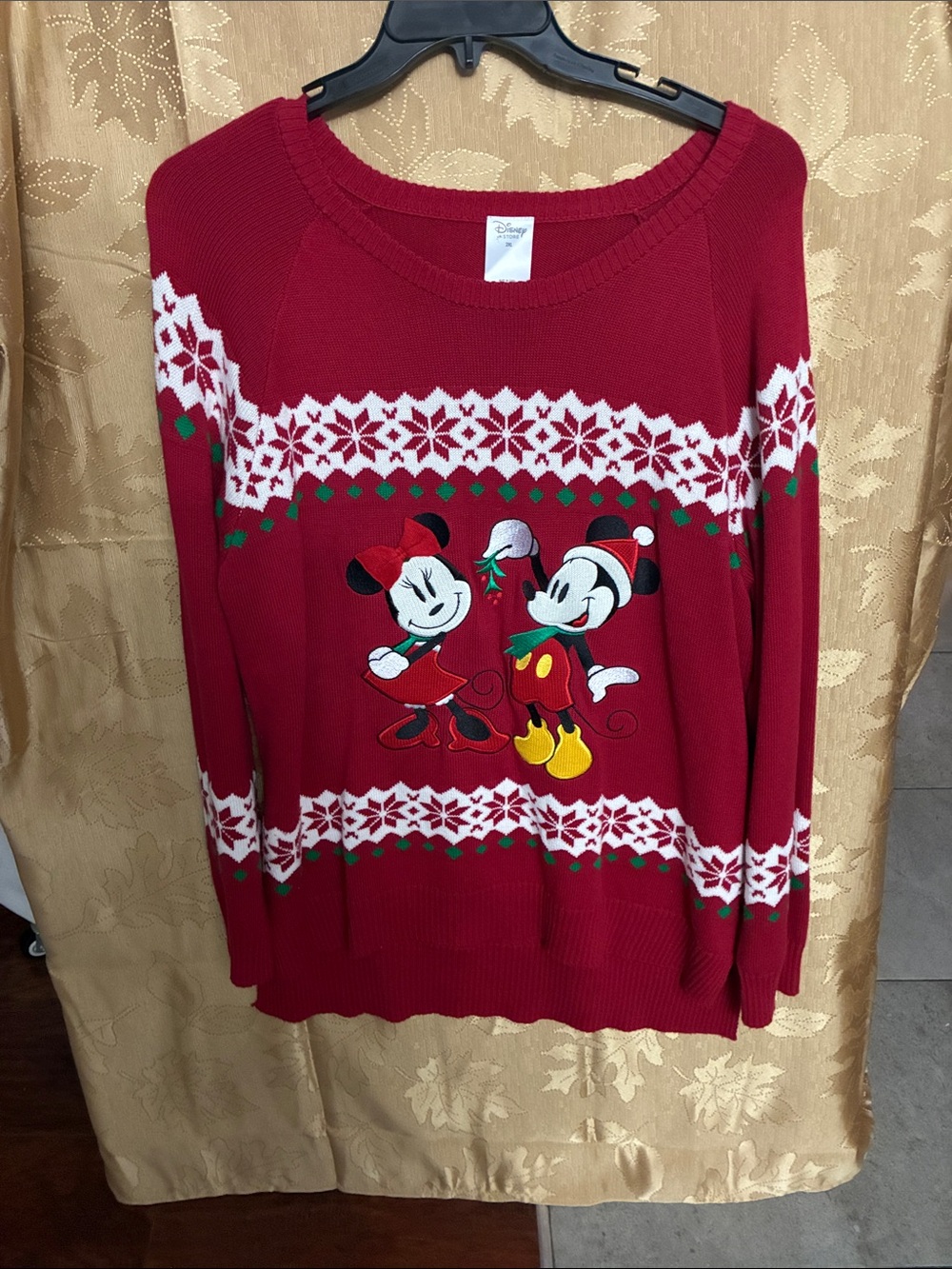 Disney Red Minnie & Mickey Holiday Crewneck Sweater